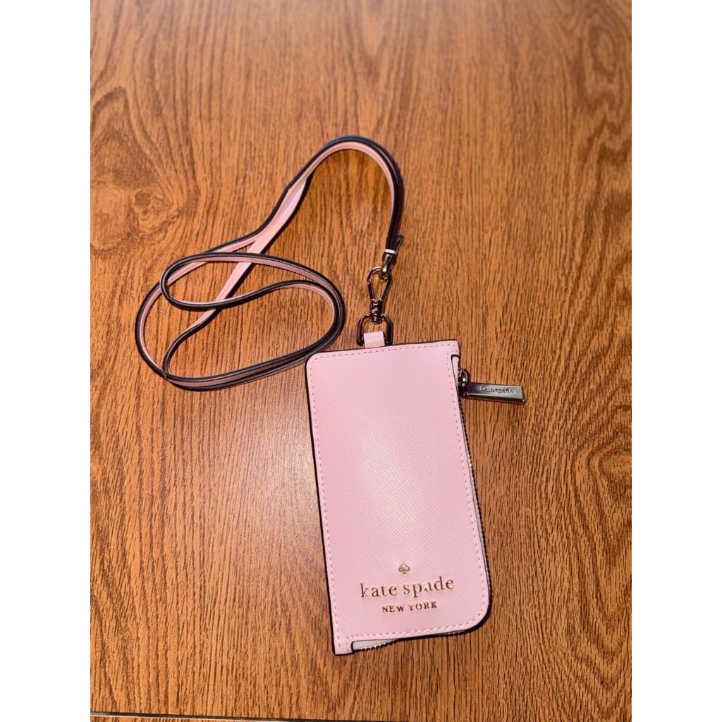 

Card Case Lanyard Kate Spade Staci Saffiano Leather Chalk Pink New Original