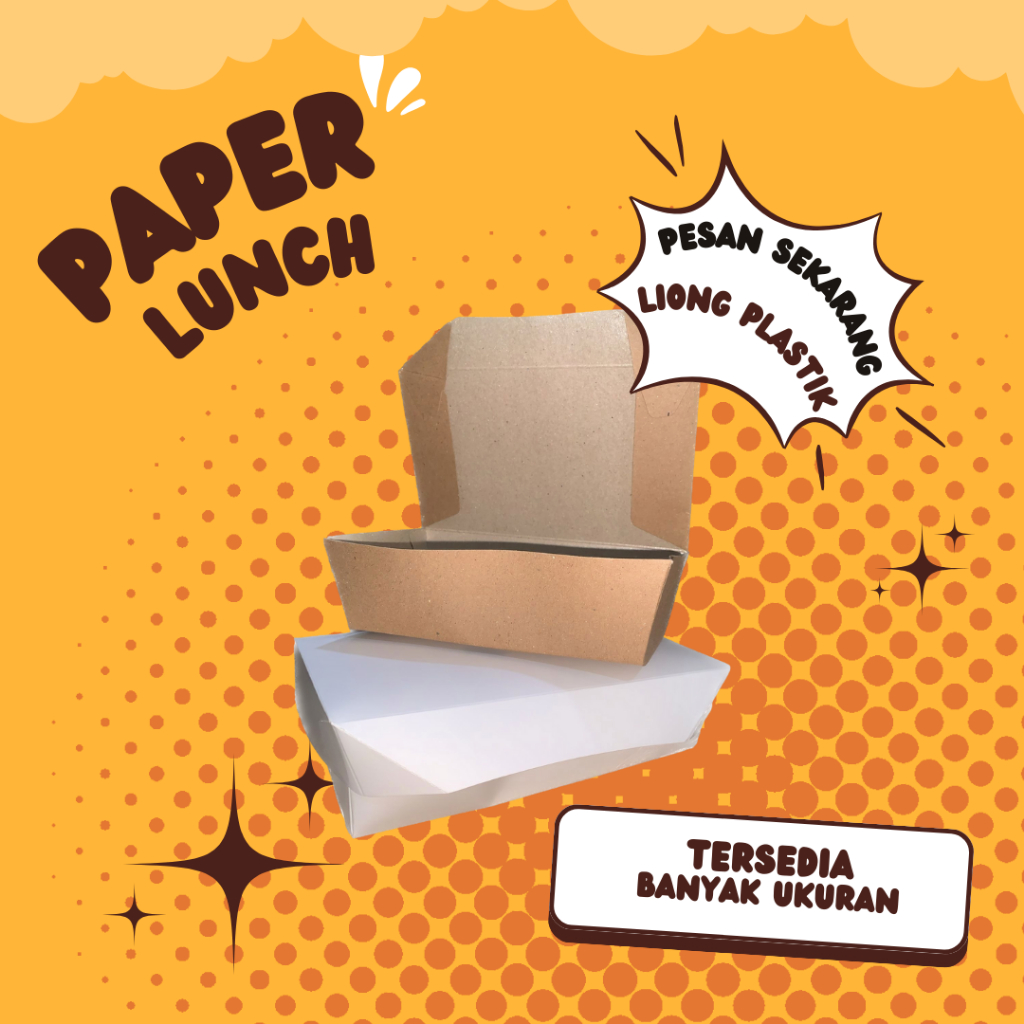 Paper Lunch Box / Kotak Makan Kertas / Size L & M / Craft & Polos / Ecer satuan