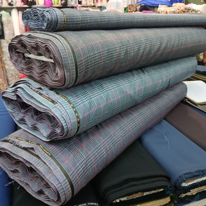 Kain SEMIWOOL Bahan Celana/Blazer&JAS Kotak-Kotak | SEMI WOOL