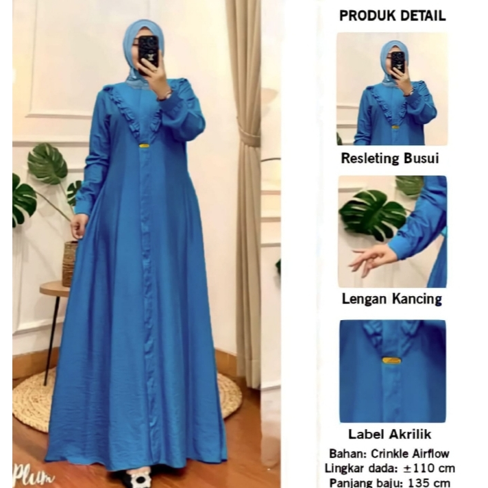 GAMIS CITRA MAXI CRINKLE AIRFLOW / GAMIS MUSLIM WANITA MODEL TERBARU KEKINIAN