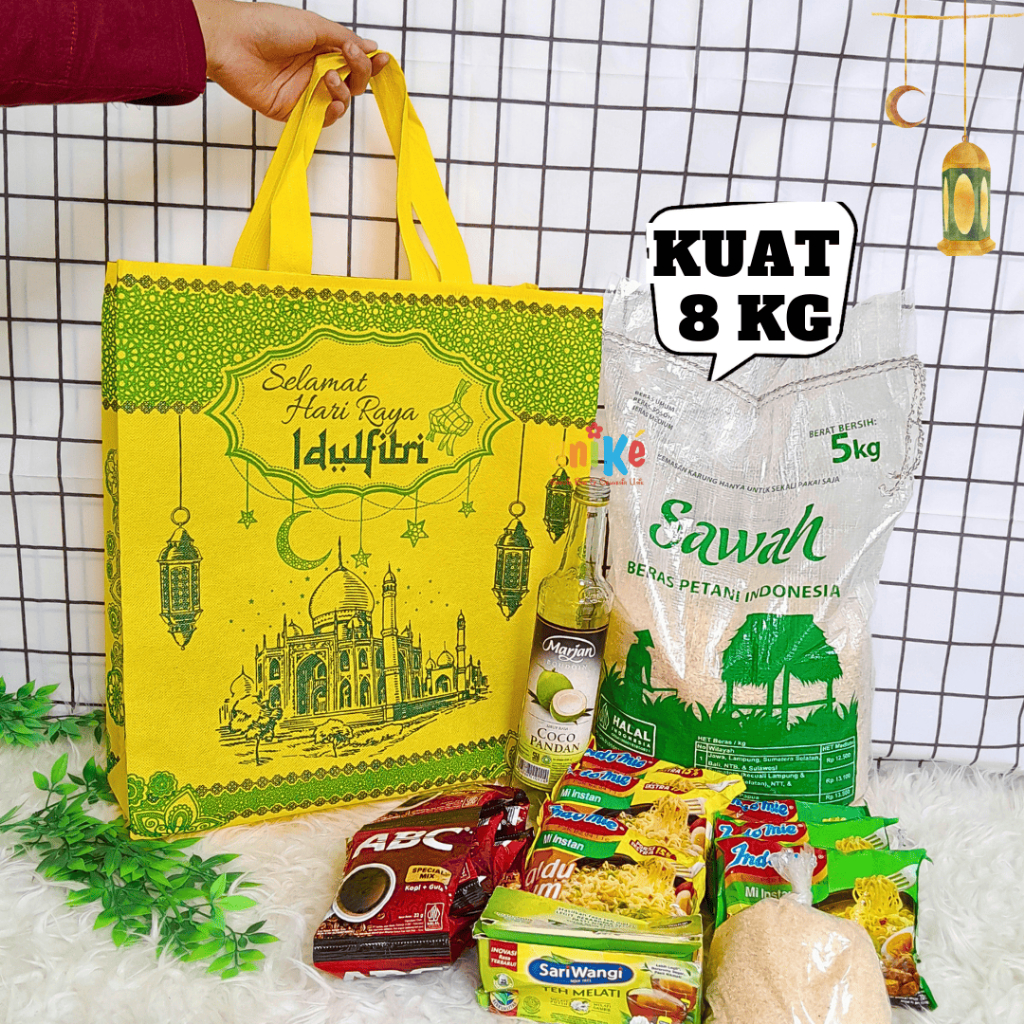

TAS SPUNBOND Idul Fitri JUMBO 35x12x40 Goodie Bag Lebaran Press HBPA Bingkisan Sembako Kue Kering Ramadhan