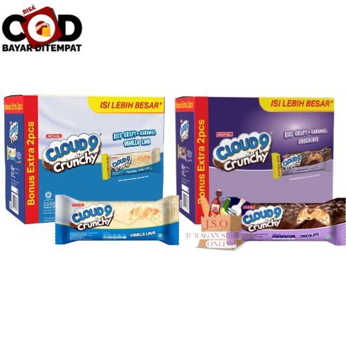 

( JSO ) CLOUD 9 Crunchy Wafer Bar Coklat Vanila Renyah 336 gr 1 box 24 pcs Jack & Jill Wafle Waffer Biskuit Renyah Snack Cemilan Anak