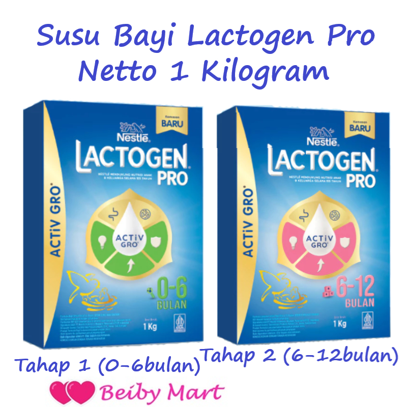 Susu Bayi Nestle LACTOGEN PRO Tahap1 (0-6 Bulan) / Tahap 2 (6-12 Bulan) Netto 1 Kilogram