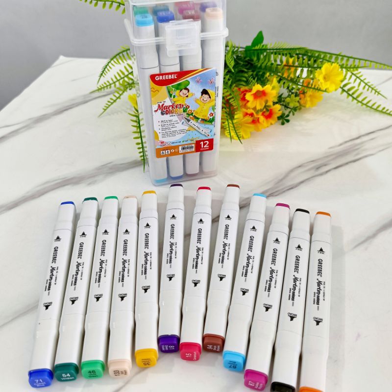

Greebel Marker/Spidol warna dual tip-box 12 warna