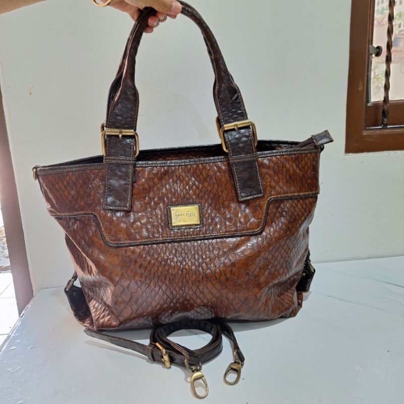 Tas Preloved Sling Shoulder Anne Klein Kulit Ular Snake Skin