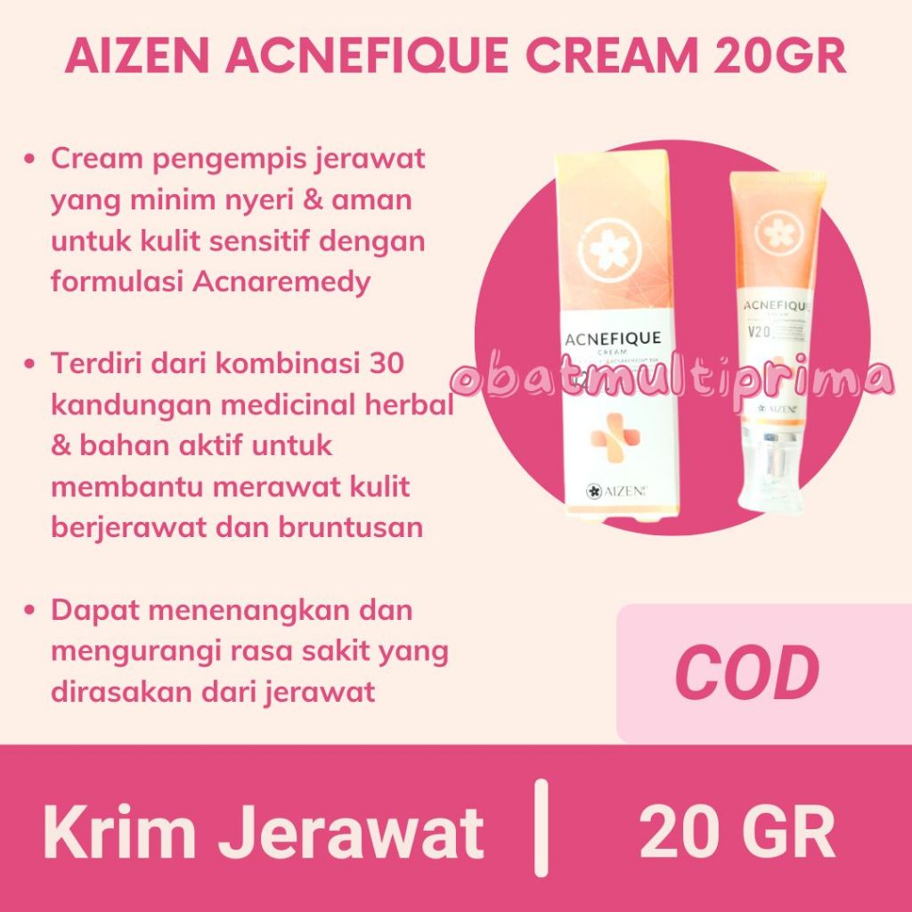 AIZEN Acnefique Cream V2.0 - Salep Krim Obat Cina Penghilang Jerawat & Bruntusan & Radang Iritasi