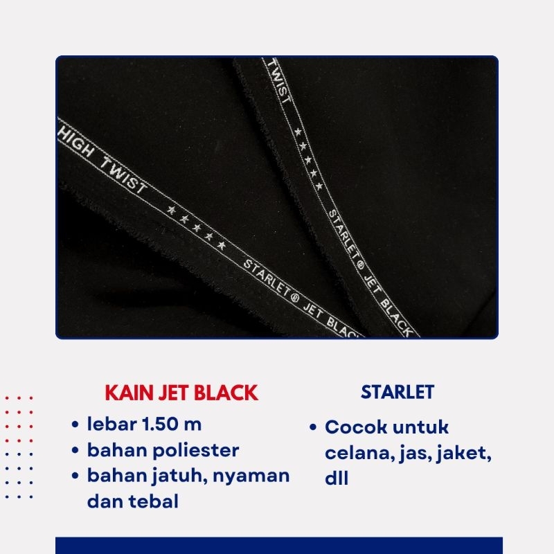 KAIN CELANA HITAM | KAIN STARLET JET BLACK《HARGA PER 0,50 METER》