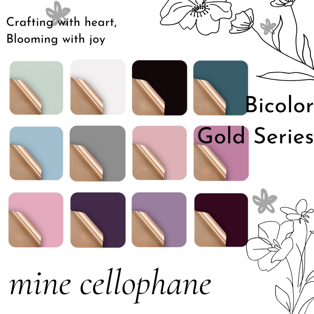 

[20 Lembar] Wrapping Paper Buket 2 Warna / Bicolor Gold / Varian Warna Emas Kertas Bunga TERMURAH