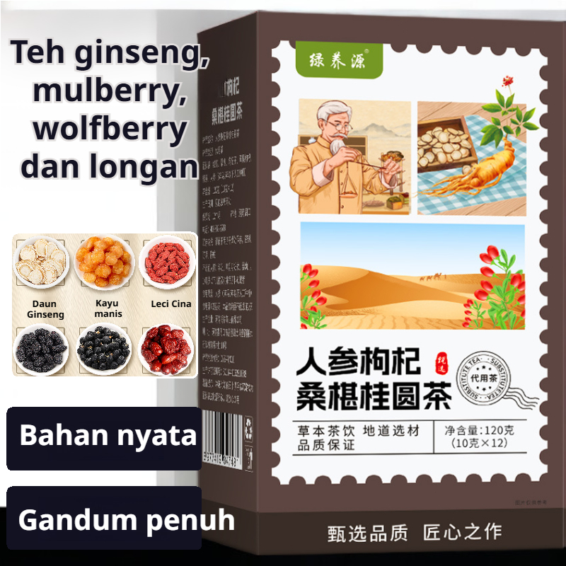 

⚡Wajib Miliki untuk Kesehatan (12 bungkus x 10g)Teh Ginseng, Cili Merah, Mulberry, dan Longan / Meningkatkan Energi / Resep Tradisional / Kemasan Individual / Cocok untuk yang Sering Begadang/Wolfberry Mulberry Tea Bags Yuan Qi Nourishing Tea