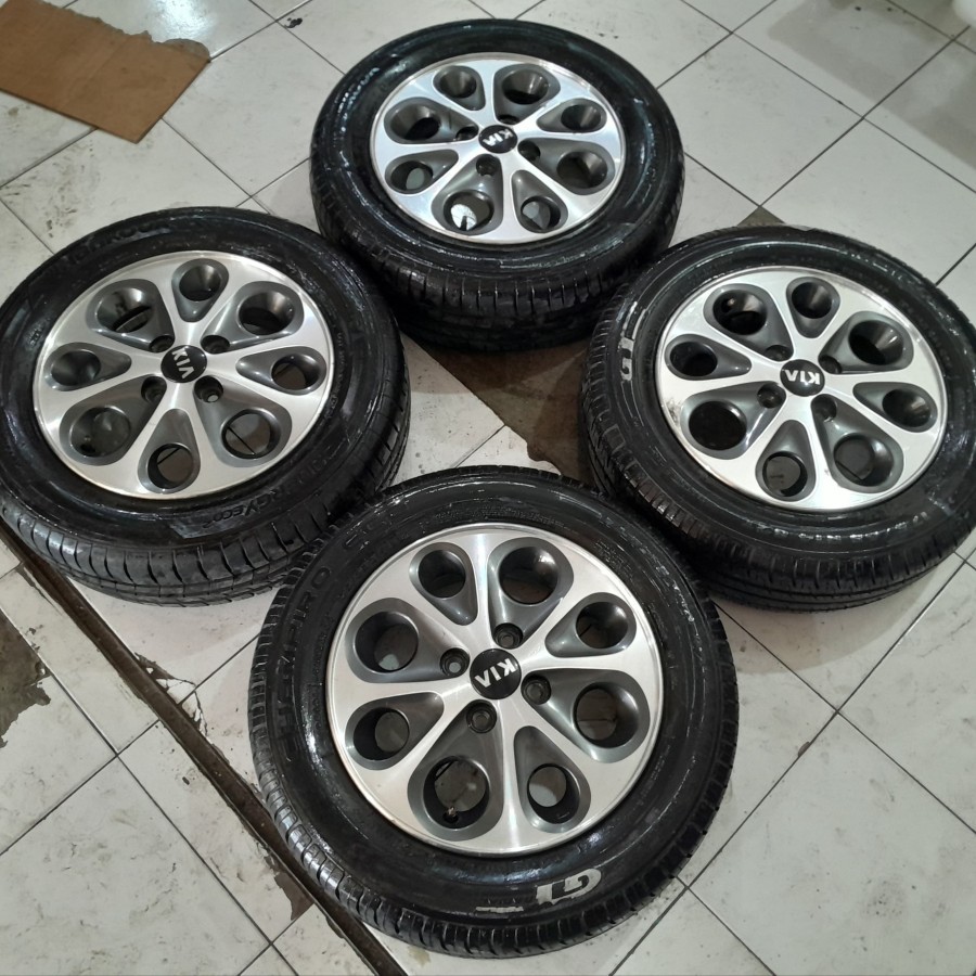 Velg Mobil Bekas Standar KIA PICANTO R14X5 Pcd 4X100 Grey Polis + Ban