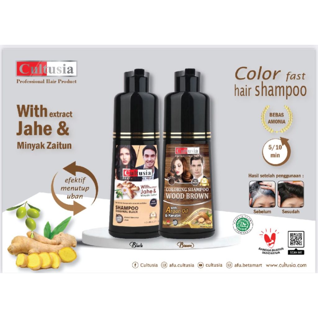 Shampoo Cultusia Penghitam Rambut Anti Uban Semir Rambut Shampoo Uban Rambut Hitam Pewarna Rambut Af