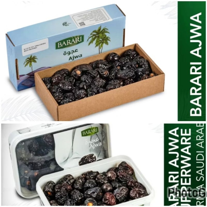 

kurma ajwa barari/kurma ajwa premium/kurma ajwa/kurma ajwa 500gram/kurma ajwa kemasan tupperware