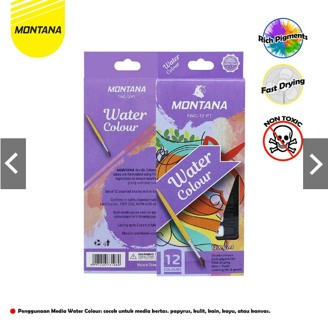 

Montana WaterColor 12 Warna/Cat Air Montana TWC-12 PT /WaterColor Tube