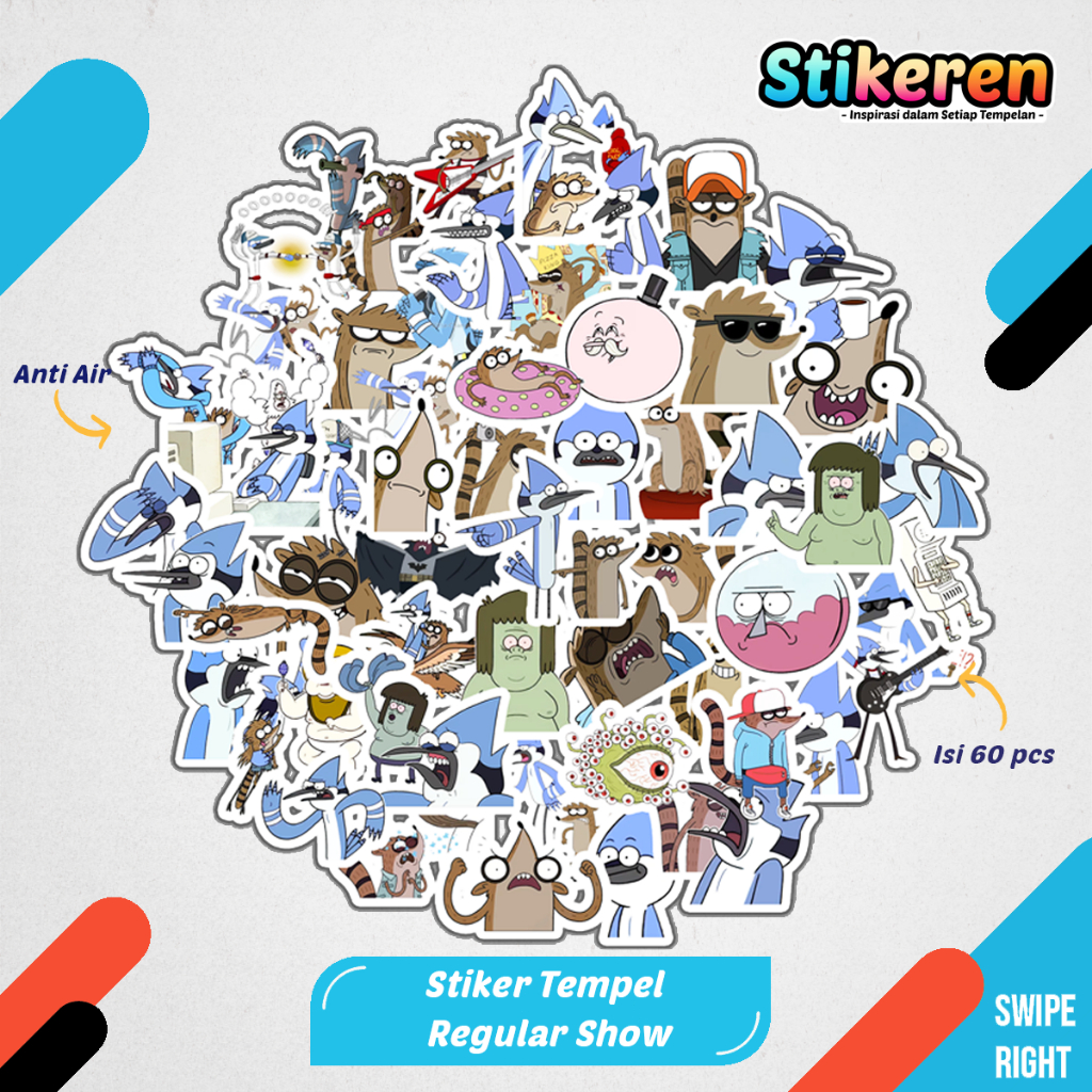 

Stiker Regular Show Kartun Film Paper Vinyl Dekorasi Laptop Koper Tumbler Kulkas DIY