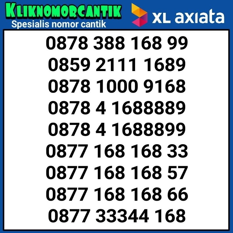 nomor cantik XL 168 kartu perdana XL 4G&5G A6