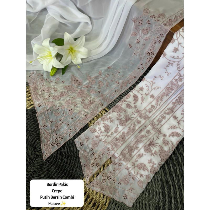 KAIN KEBAYA BORDIR MOTIF PAKIS SIFON CREPE