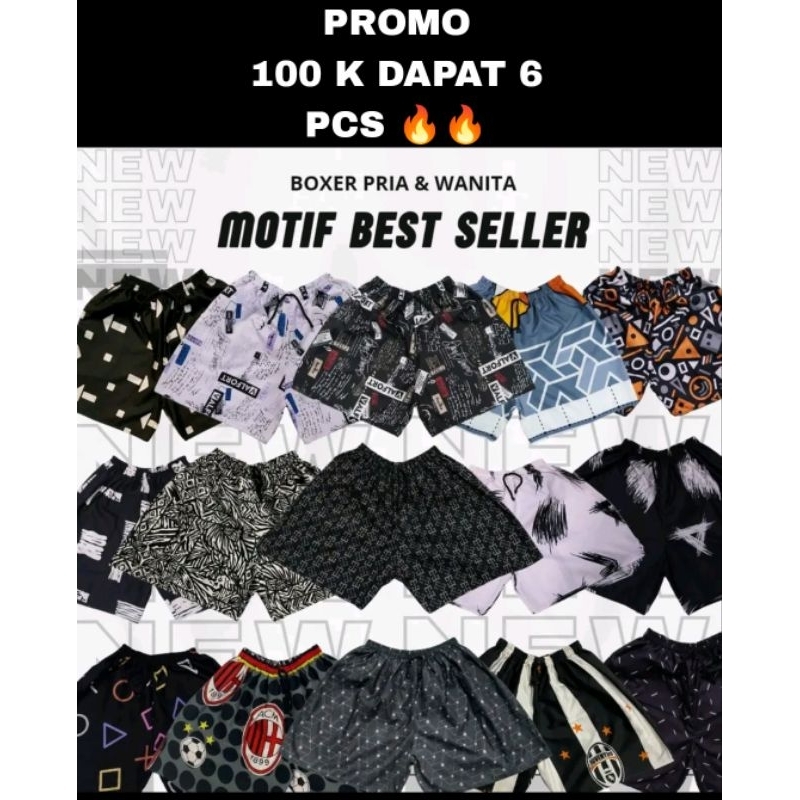 RANDOM BOXER PREMIUM SETENGA LUSIN(6 PCS) LAKI DAN WANITA