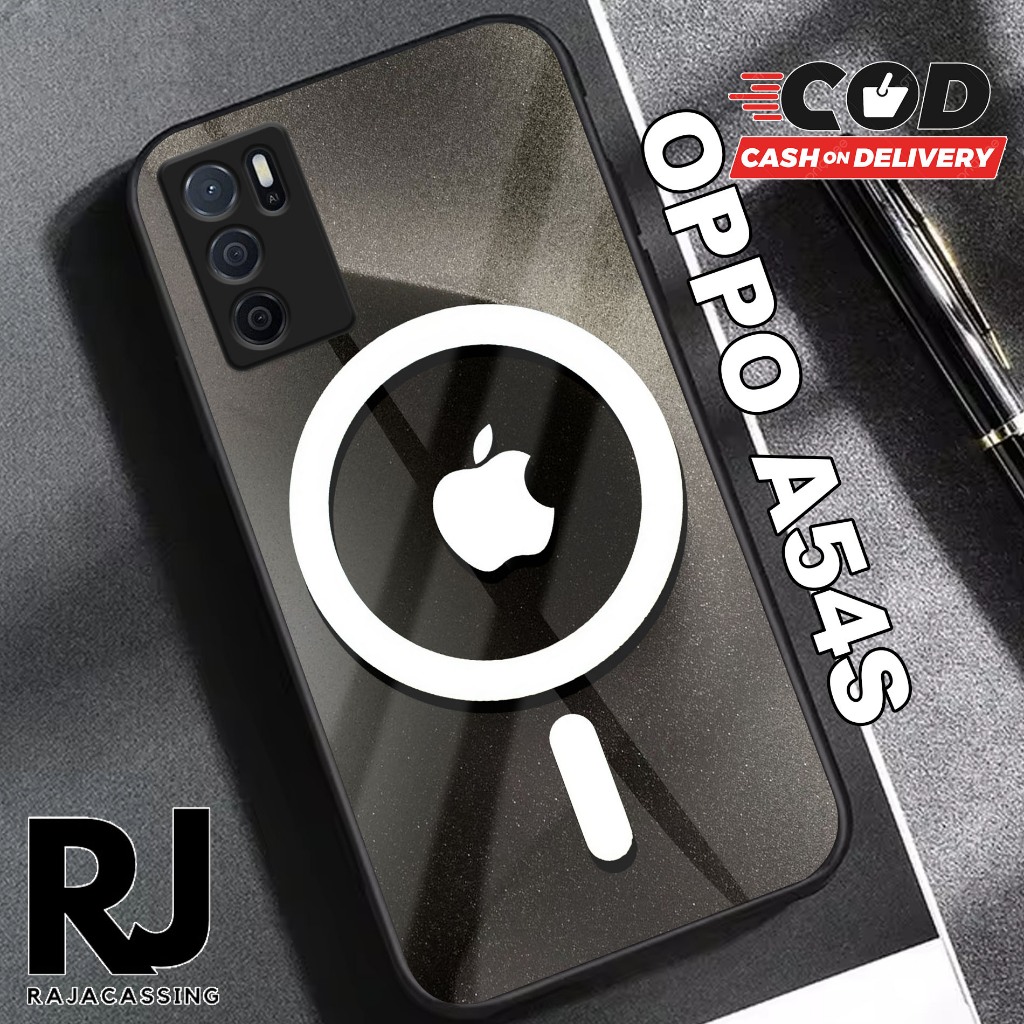 Softcase Glass Kaca OPPO A54S Terbaru Casing Handphone Casing Motif Iphone - Pelindung Handphone - A