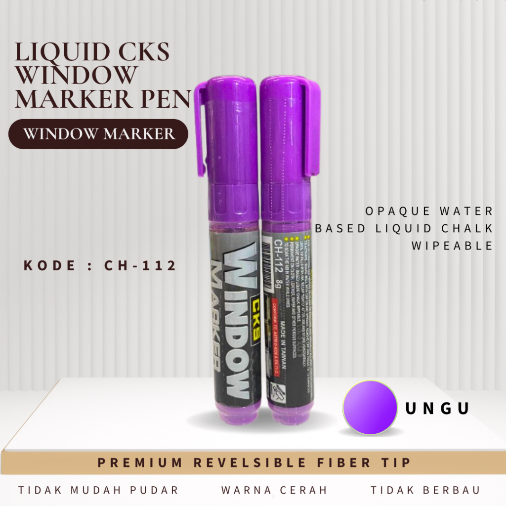 

CKS CH-112 UNGU SPIDOL LIQUID CHALK GLASSBOARD WINDOW MARKER