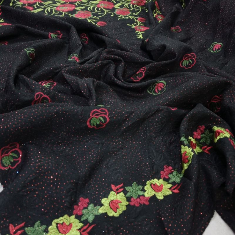 Kain Jaguar - kain jaguar motif pinggir - kain jacquard bordir - kain jaguar embos - kain gamis jagu