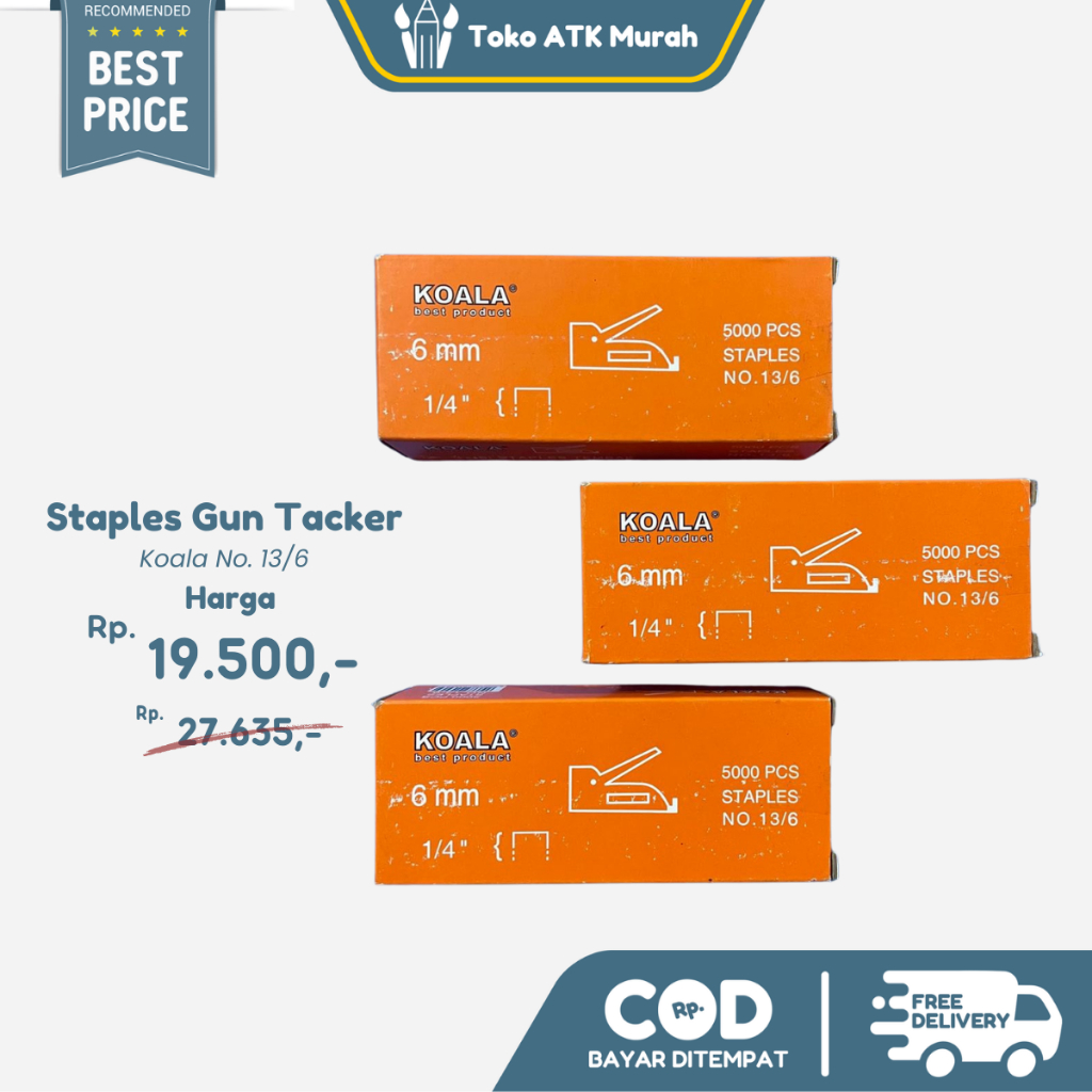 

Isi Staples Koala 13/6 6mm / Isi Stapler Tembak Gun Tacker