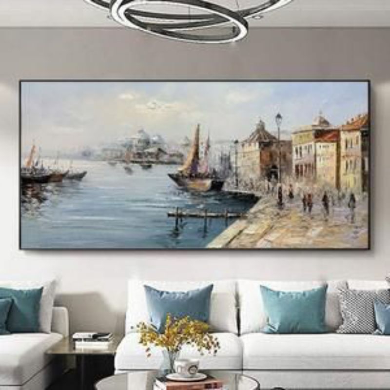 Lukisan dinding pemandangan eropa aesthetic modern lukisan kanvas