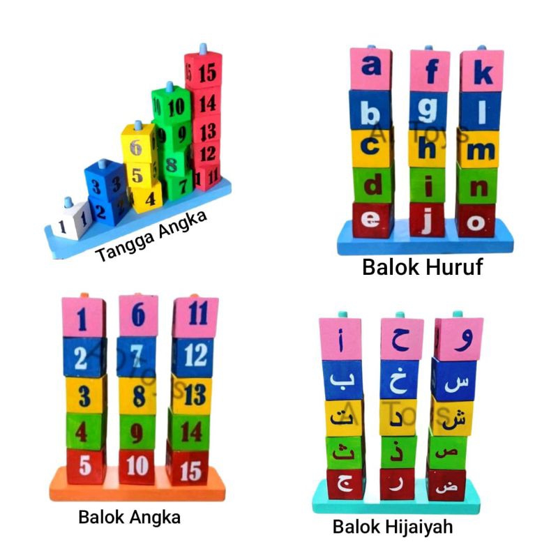 Menara balok Angka/huruf abjad/huruf arab/Mainan edukatif anak-anak