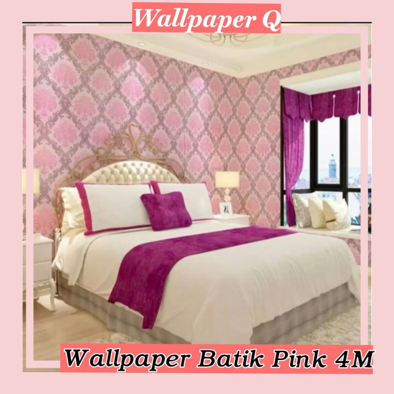 Wallpaper Batik Pink Wallpaper Ruang Tamu Kerja Kamar Tidur Meja Lemari Kaca Wallpaper Elegant Minim