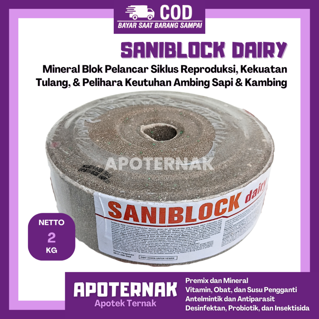 MINERAL BLOK SANIBLOCK DAIRY 2 KG - MINERAL BLOK KAMBING PERAH - MINERAL BLOK SAPI PERAH - MINERAL B