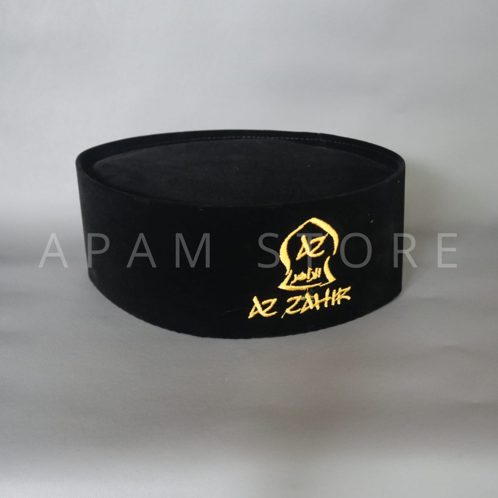 ( BISA COD ) peci az zahir songkok az zahir tinggi 9 peci hitam dewasa logo bordir az zahir