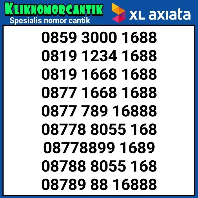 nomor cantik XL 168 kartu perdana XL 4G&5G A10