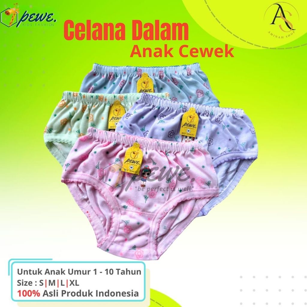6 pcs Celana Dalam Anak Cewek – Cd Cewek SD Warna usia 5-6 Tahun - Sempak anak cowok Grosiran- Cd An