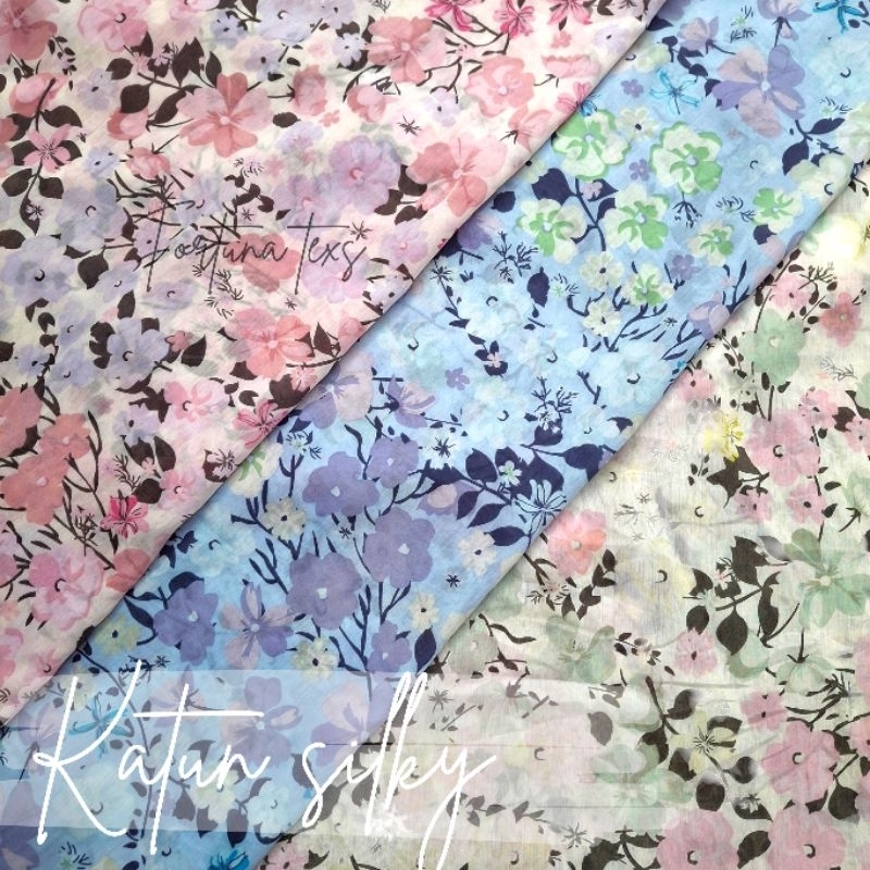 kain silky premium motif bunga / kain katun motif bunga / kain katun semi sutra motif