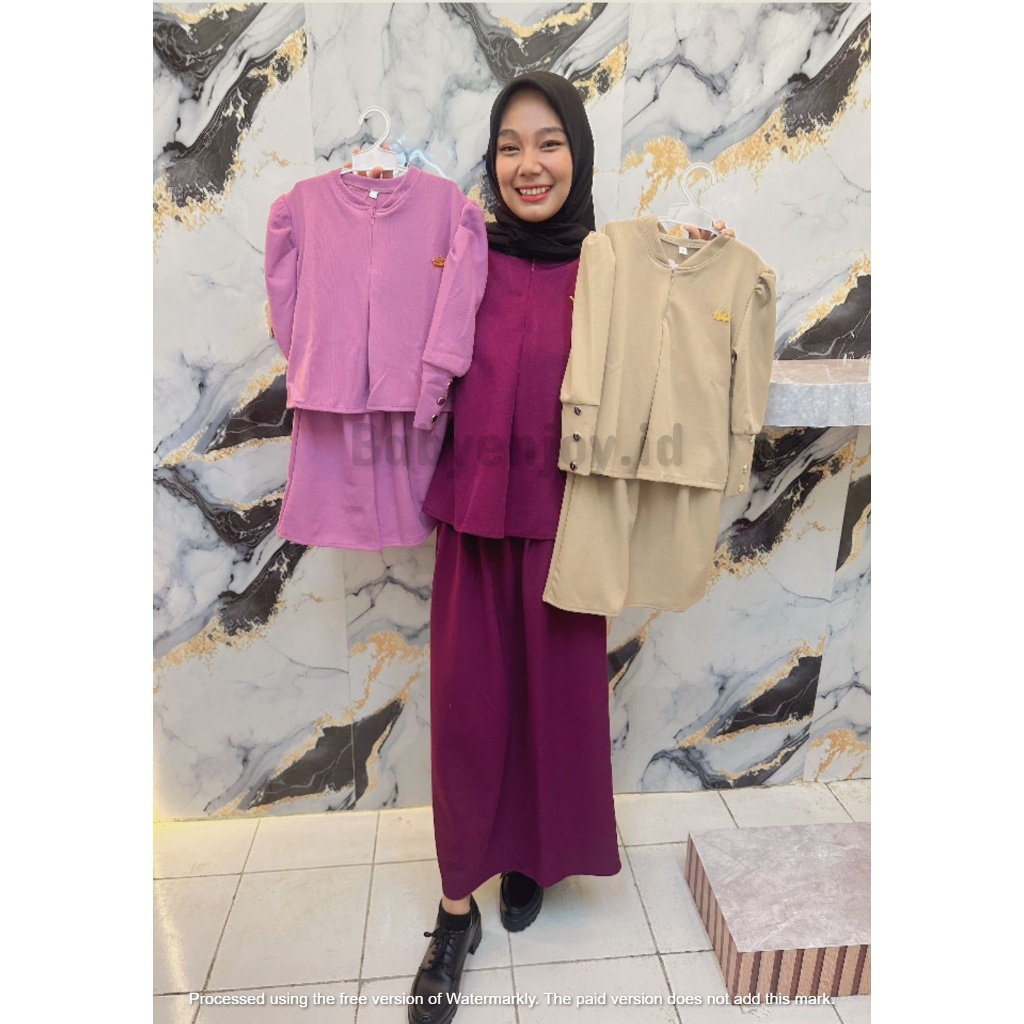 Set Rok Remaja  bahan knit japan linen premium model lengan inara untuk lebaran  usia 1 sampai usia 