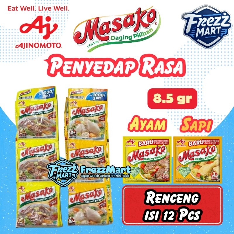 

Masako Sapi Ayam Renceng 12Pcs 8.5gr Sachet Bumbu Kaldu Penyedap Rasa