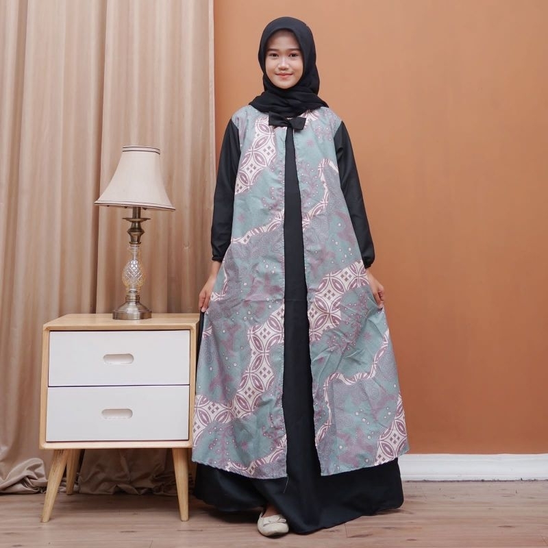 Gamis Anak Perempuan Kombinasi Batik Usia 7-14 Tahun Dress Anak Remaja