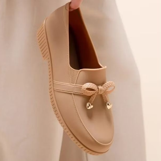 Ay00 PORTO LADY SUI/SEPATU KARET PLAT SHOES WANITA MOTIF PITA KECIL HAK 3 CM SIZE 37-41