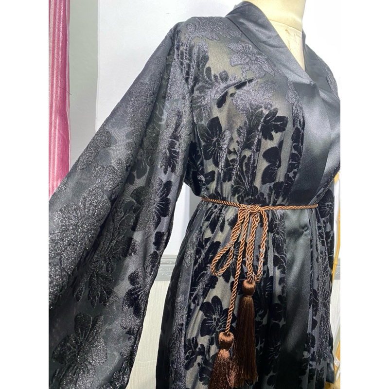 abaya Dubai motif lokal / motif bunga daun/ abaya indonesia/abaya/abayaseragam/abayajumbo