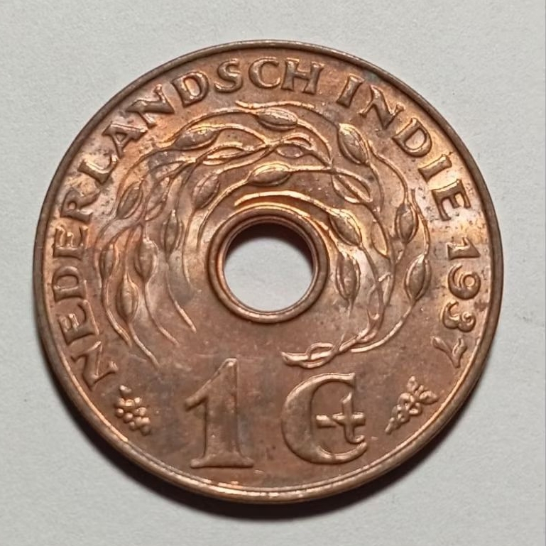 Koin Kuno Nederlandsch Indie 1 Cent Bolong Tahun 1937