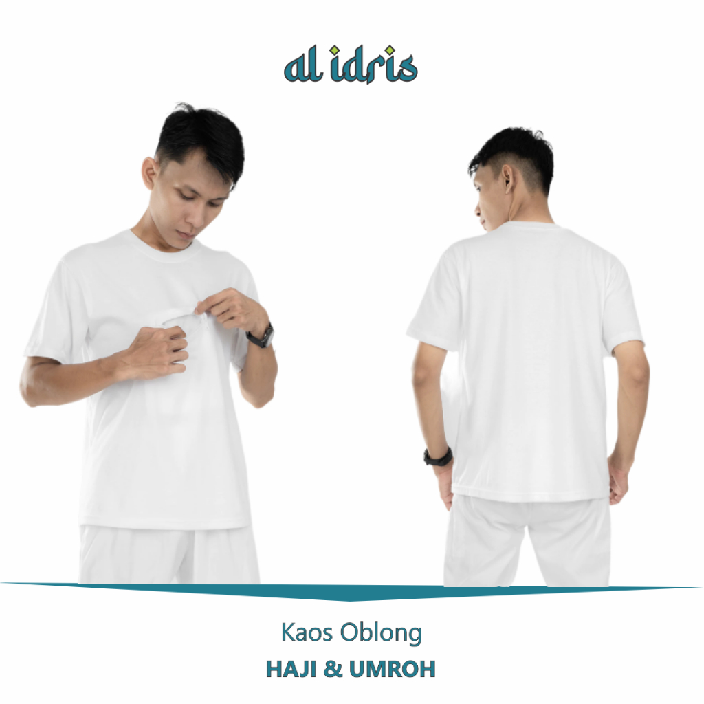 Al Idris - Kaos Oblong Haji Pria Jumbo / Kaos Haji Saku / Kaos kantong Jumbo XXXL - XXXXXL AL-HAJJ