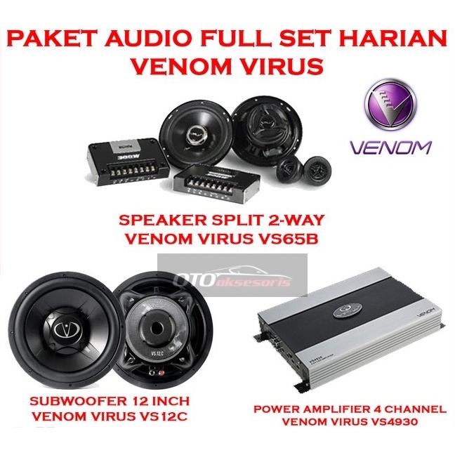 Paket Audio Mobil VENOM VIRUS Full Set Sound System Original