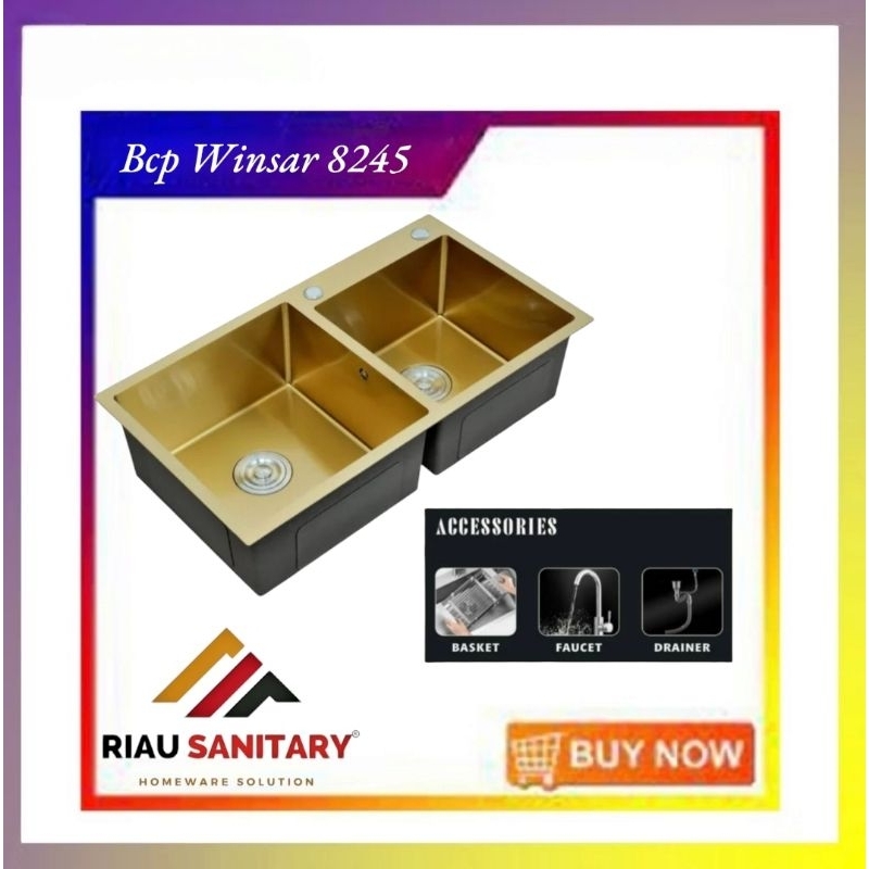 bak cuci piring sink wastafel 8245 gold 2 lubang winsar