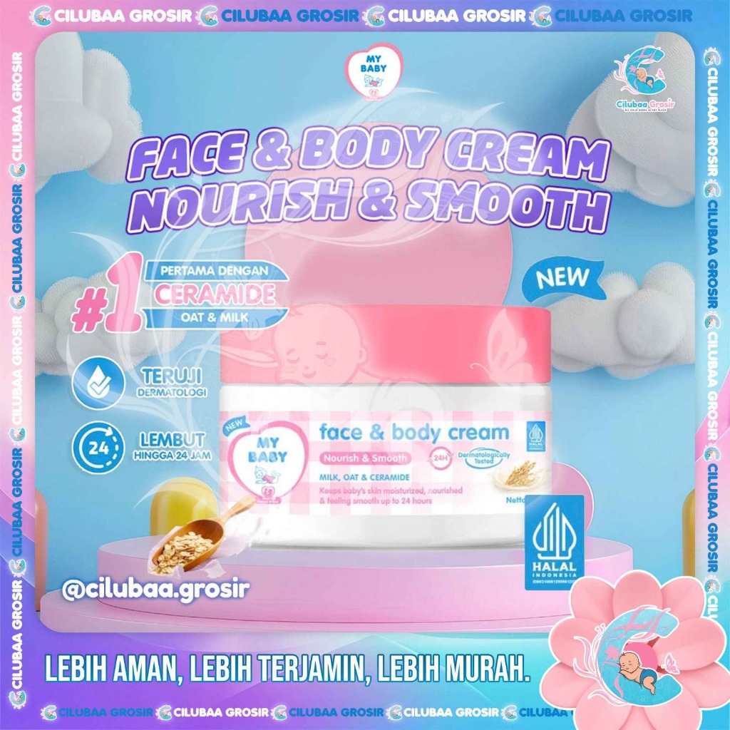 MY BABY Face & Body Cream Nourish & Smooth 50gr || Cream Lotion || Ceramide Oatmeal Milk || Menjaga 