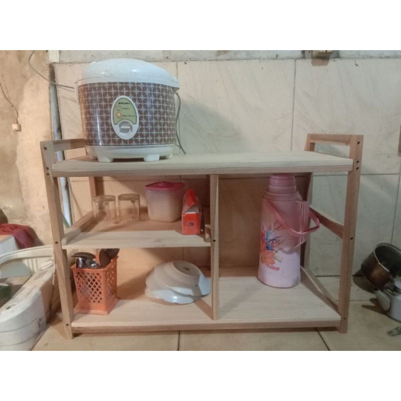 rak kompor,rak dapur,kayu solid jati,mahuni dan pinus kayu tebal ukuran 70x35x70cm