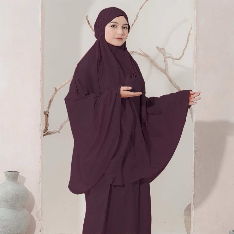 new mukena travelling alif modern wear intalian plum