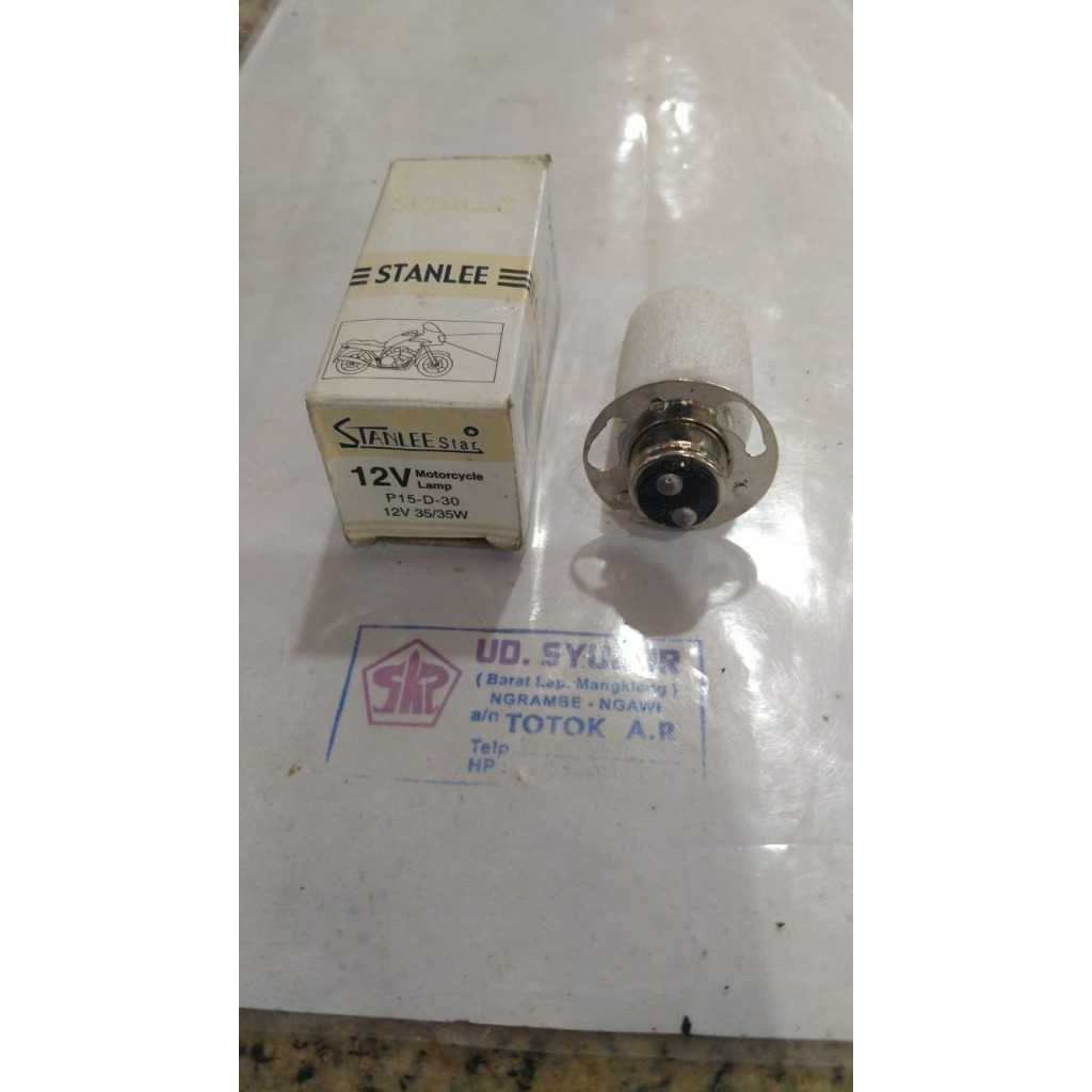 Bohlam depan motor Laki Lobang 3 HALOGEN - Dop - Bolam - Lampu motor STANLEE