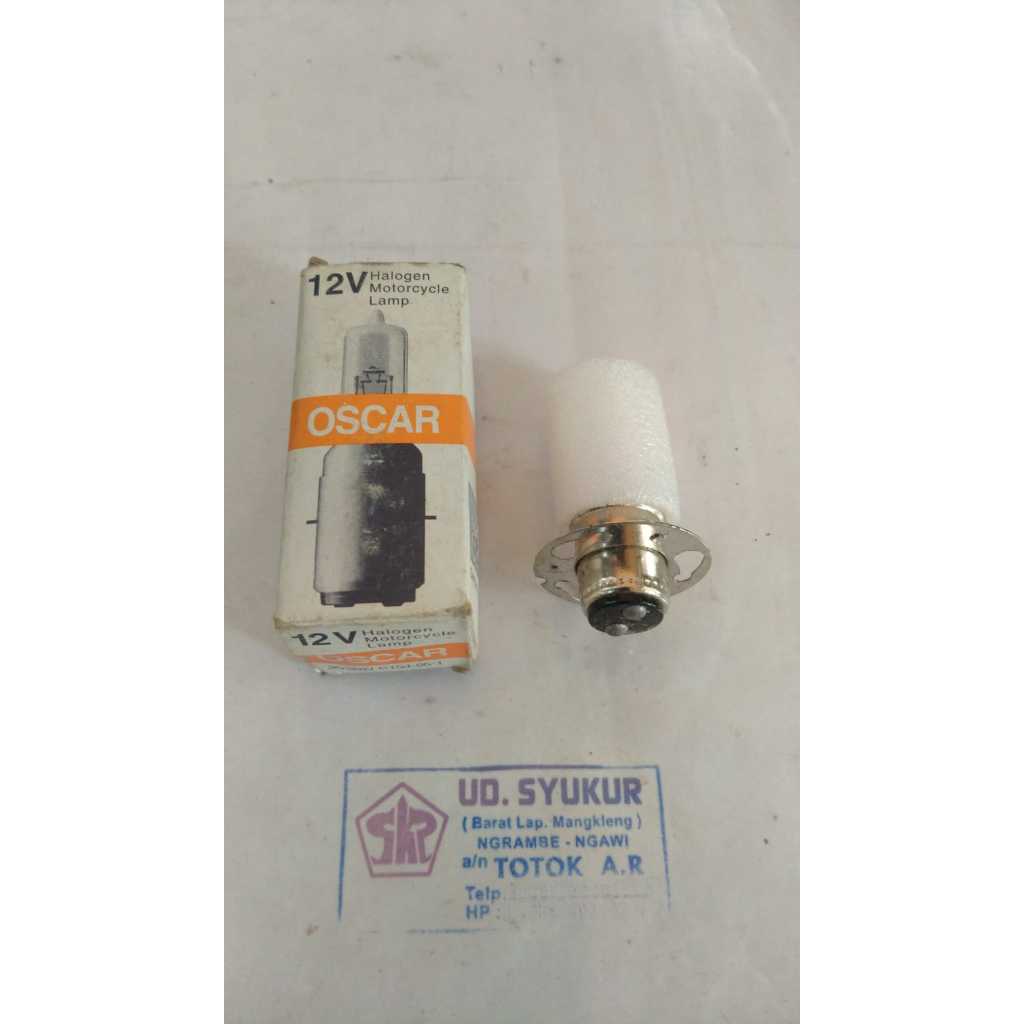 Bohlam depan motor Laki Lobang 3 HALOGEN - Dop - Bolam - Lampu motor OSCAR