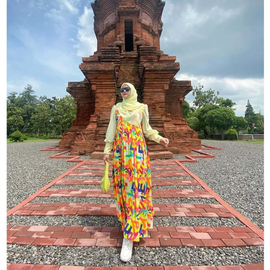 HOQ Syari Set Zara Mix Ceruty Kuning Stabilo | Desain unik dijamin jadi pusat perhatian, bahan nyama