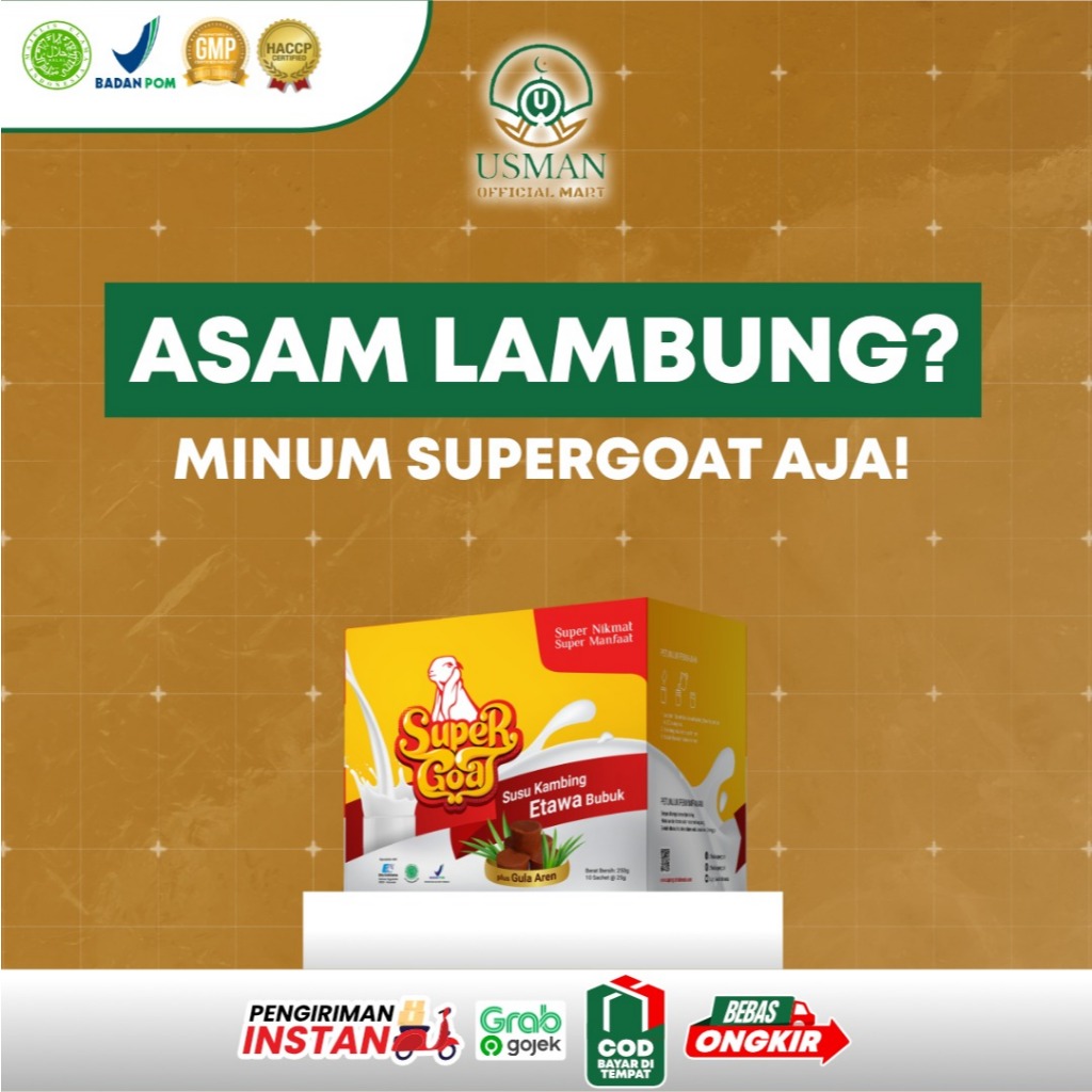 

Supergoat Susu Kambing Bubuk Etawa Gula Aren Isi 1 Box Meredakan Asam Lambung dan Asam Urat