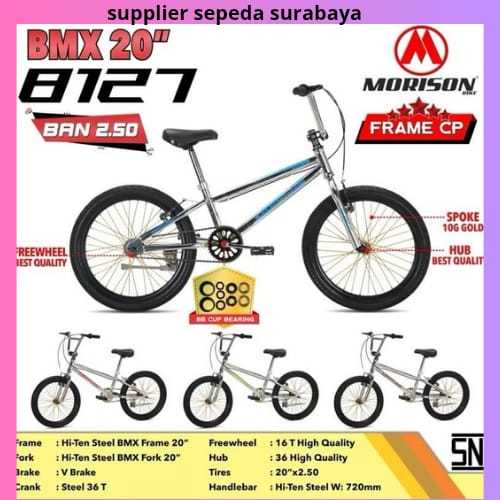 SEPEDA ANAK LAKI BMX MORISON 8127 UKURAN 20 INCH FRAME CHROME CP,SEPEDA READY SEMUA WARNA  - NEW